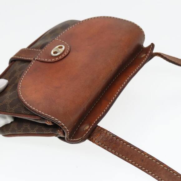 CELINE Macadam Canvas Shoulder Bag Pvc Leather Brown Gold - Picture 6 of 12